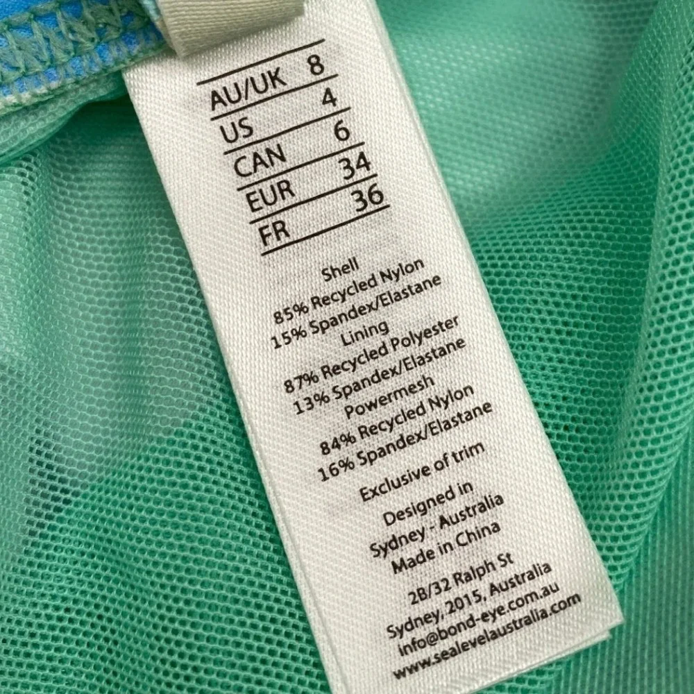 NWT, Sea Level Swim Tropical Palm V-neck Blue Green One Piece Swimsuit Size 4